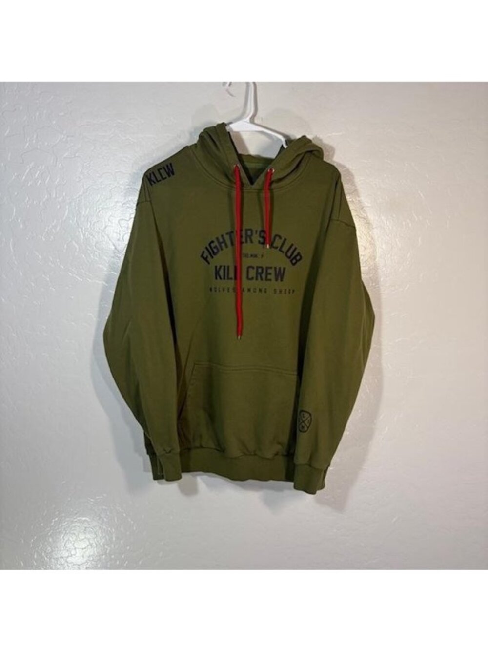 Kill Crew Hoodie Mens Medium Green Fighters Club Graphic Pullover Tagless